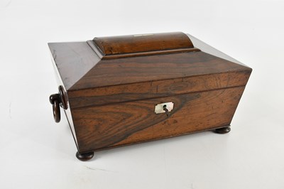 Lot 1261 - A Victorian rosewood sewing box with mother of...