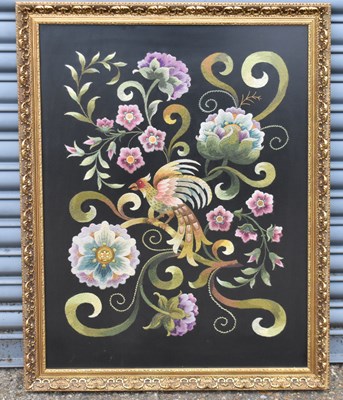Lot 372 - A tapestry depicting exotic bird amongst...