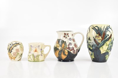 Lot 421 - MOORCROFT; four pieces including a 'Bramble'...