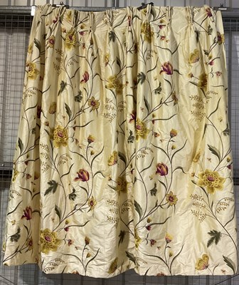 Lot 137 - A pair of hand finished curtains embroidered...