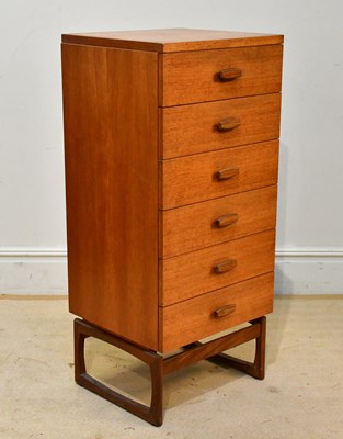 Lot 59 - A mid century teak pillar type chest of six...