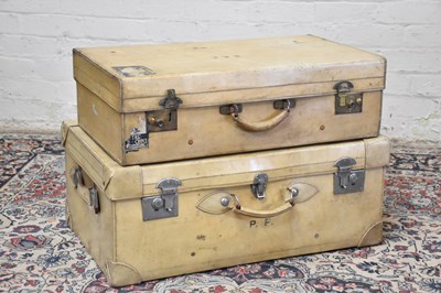 Lot 1308 - Two vintage vellum suitcases including an...