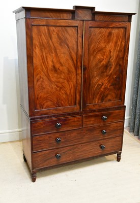 Lot 95 - A Victorian mahogany press cupboard, with...