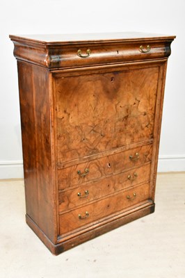 Lot 127 - A 19th century walnut Continental secretaire,...