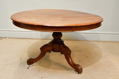 Lot 97 - A Victorian walnut tilt-top breakfast table on...