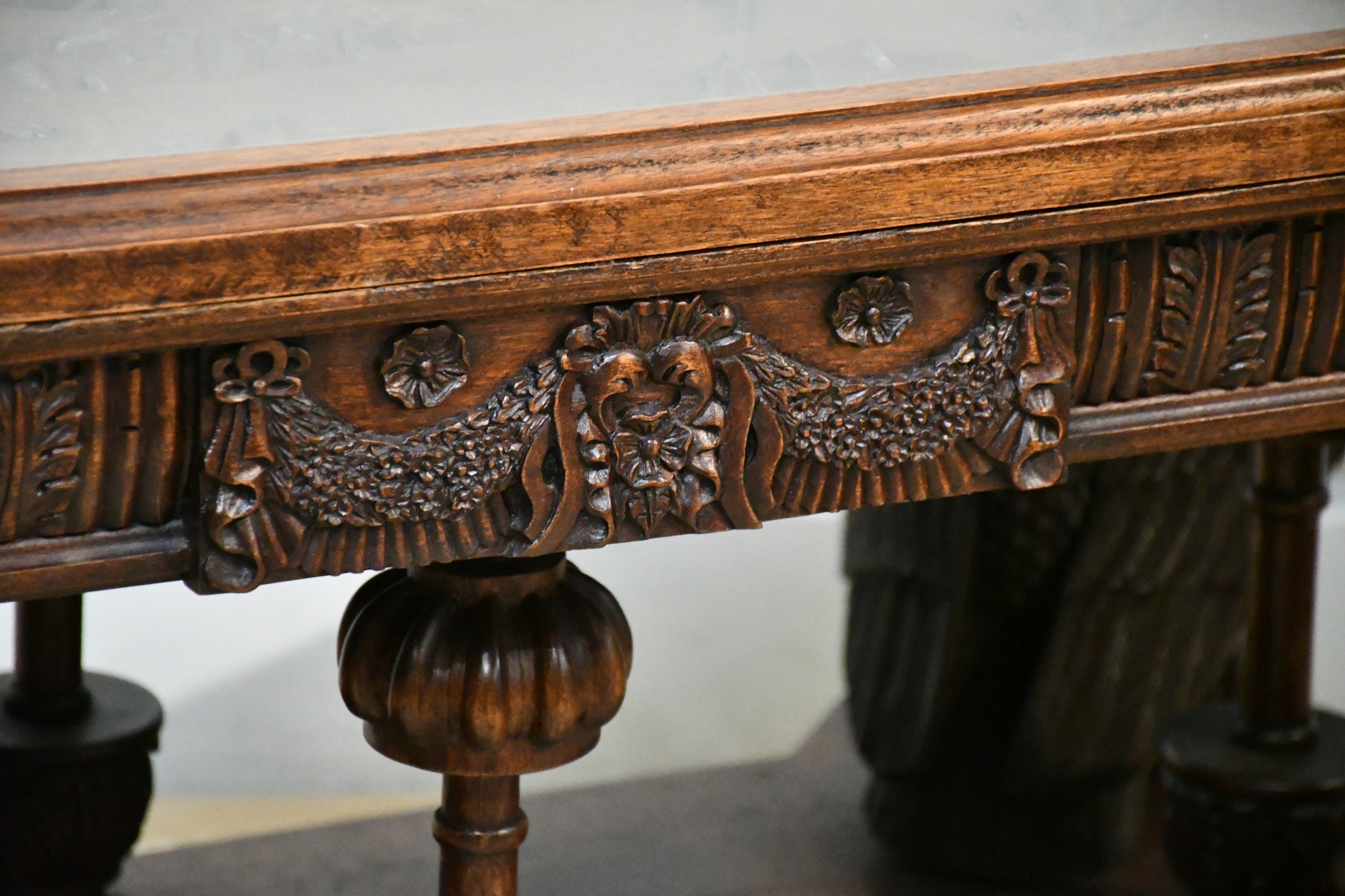 Lot 1 A reproduction carved and stained hardwood