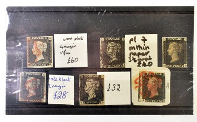 Lot 767 - GB; six QV used 1d blacks in mixed condition.