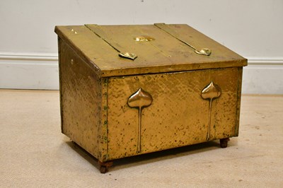 Lot 1332 - A rectangular Art Nouveau log bin, with hinged...