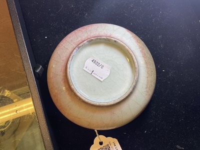 Lot 1004 - A Chinese porcelain peach bloom brush washer,...