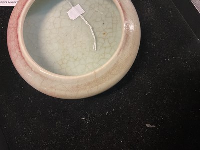 Lot 1004 - A Chinese porcelain peach bloom brush washer,...