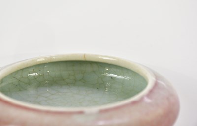 Lot 1004 - A Chinese porcelain peach bloom brush washer,...