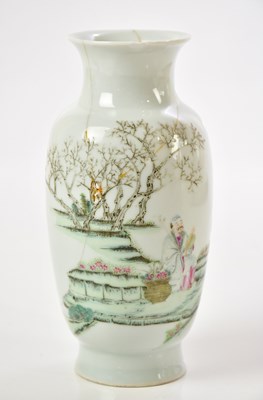 Lot 1083 - A Chinese porcelain vase with painted...