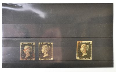 Lot 813 - GB - Three QV used 1d blacks in mixed condition