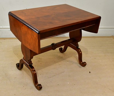 Lot 181 - A Continental mahogany drop-leaf sofa table,...