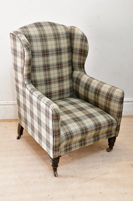 Lot 168 - A Victorian framed wingback armchair, recently...