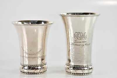 Lot 286 - Two Danish silver vases, each stamped to the...