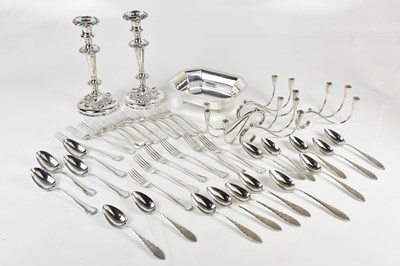 Lot 1403 - A collection of silver plate including a pair...