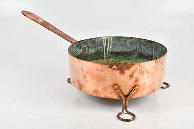 Lot 1329 - A large Danish copper pan on three wire form...