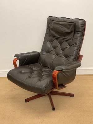 Lot 787 - GOTE MOBLER; a Swedish leather reclining...