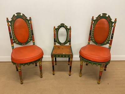 Lot 826 - Three Continental painted chairs with...