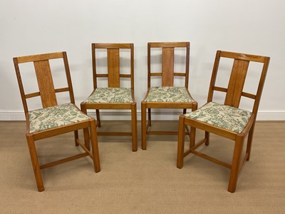 Lot 839 - A set of four light oak Art Deco dining chairs...