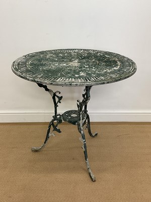 Lot 753 - A metal garden table with pierced decorative...