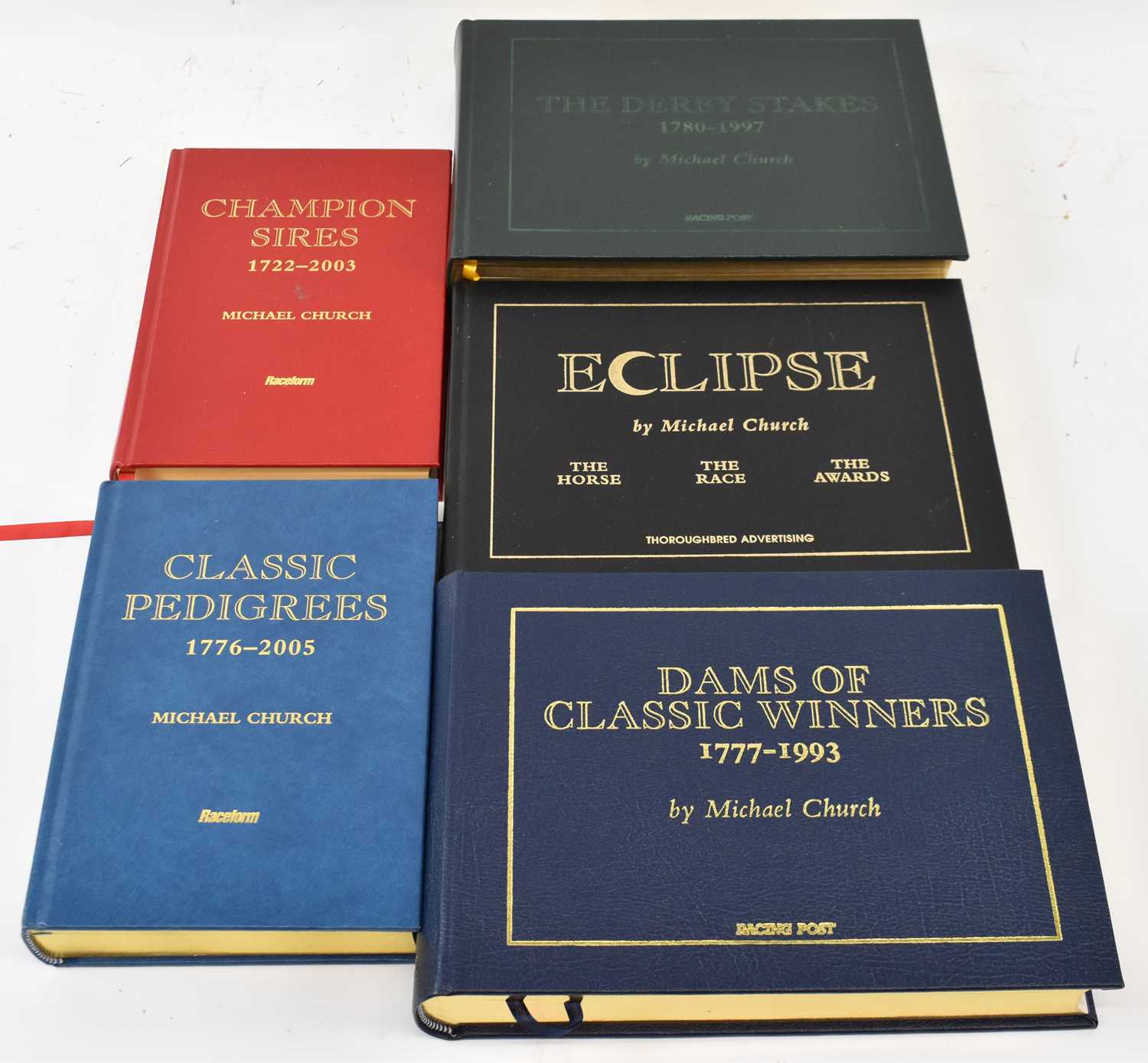 Lot 327 - MICHAEL CHURCH; a set of five horse racing...