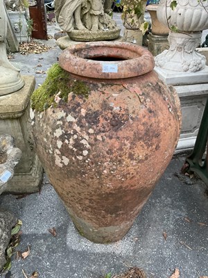 Lot 281 - A terracotta garden urn, height 80cm.