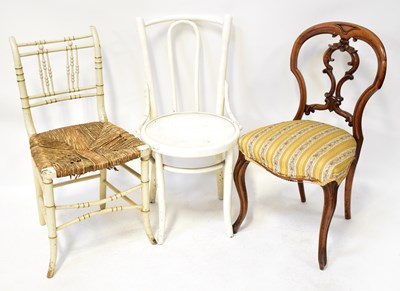 Lot 108 - Six chairs comprising two Thonet-style...