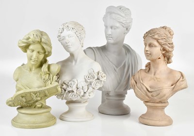 Lot 283 - Four decorative modern marble effect busts...