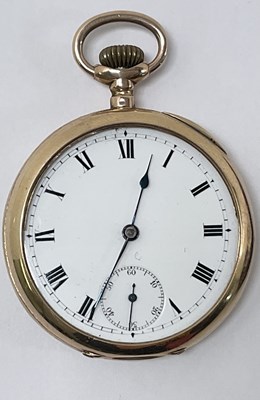 Lot 659 - A 9ct gold crown wind open faced Omega pocket...