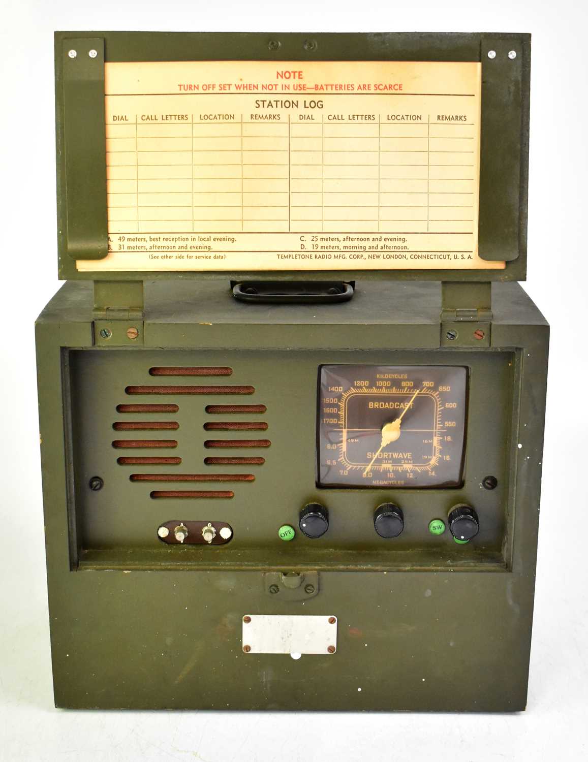 Lot 360 - TEMPLETONE; a cased WWII era shortwave radio.