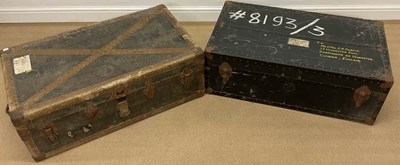 Lot 811 - A pair of travel trunks, both measure 32 x 94...