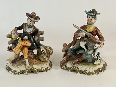 Lot 341 - CAPODIMONTE; two ceramic figures of a men...