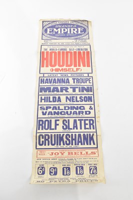 Lot 1057 - HARRY HOUDINI INTEREST; a theatre bill from...