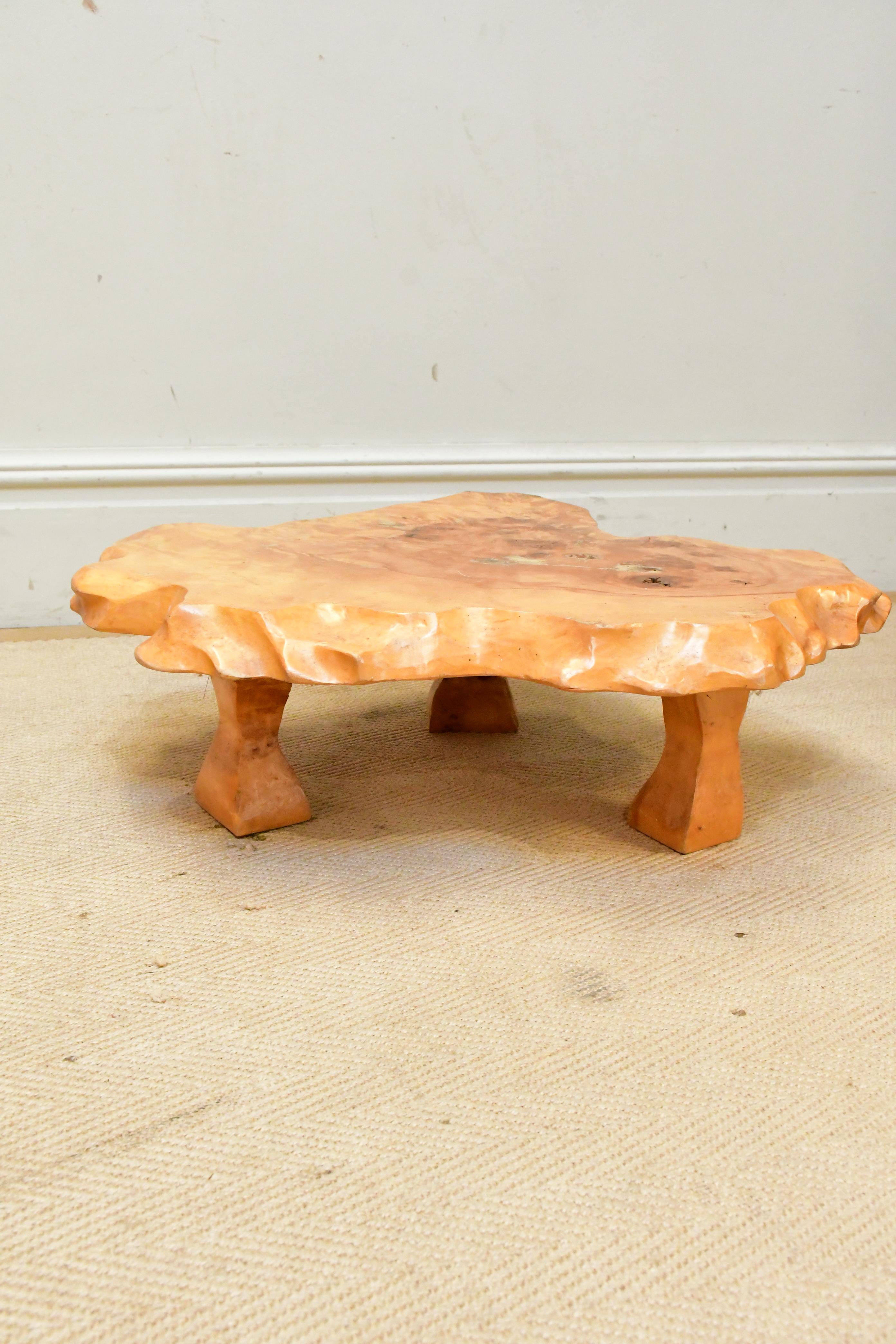 Lot 25 A Japanese elm low coffee table, on block