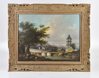 Lot 1031 - UNATTRIBUTED; a Chinese oil on board...