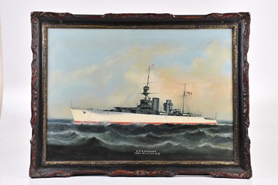 Lot 1109 - UNATTRIBUTED; oil on canvas, 'H.M.S. Hawkins,...