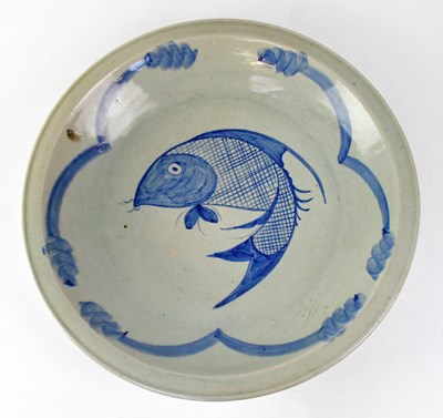 Lot 268 - A 19th century Chinese blue and white carp...