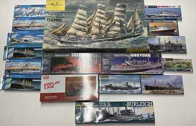 Lot 197 - REVELL; seventeen model kits of various ships,...