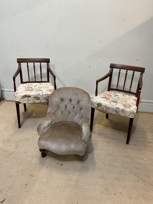 Lot 202 - A pair of 19th century elbow chairs on block...