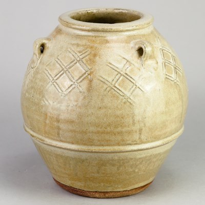 Lot 325 - JIM MALONE (born 1946); a lugged stoneware jar...