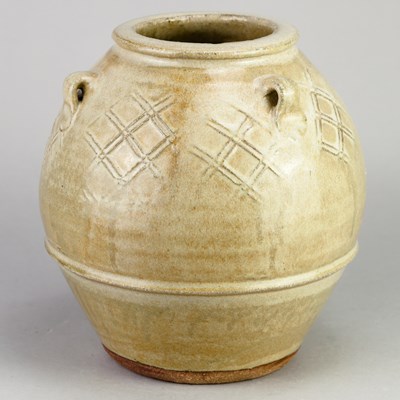 Lot 325 - JIM MALONE (born 1946); a lugged stoneware jar...