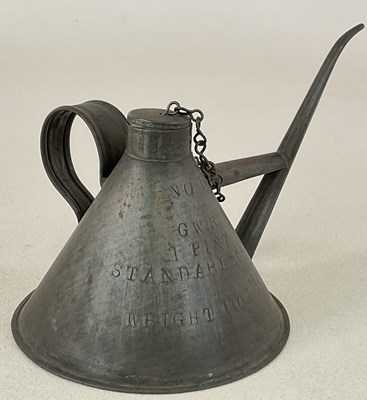 Lot 13 - A rare GWR lamp fuel filling can of conical...