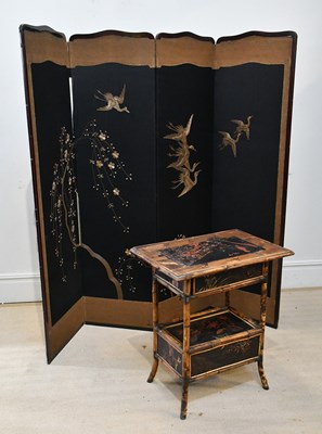 Lot 1143 - A Japanese four division folding screen,...