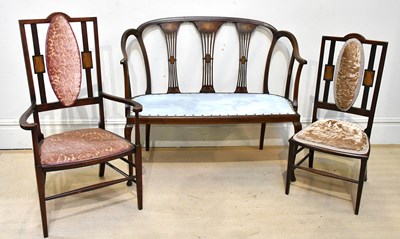 Lot 108 - An Edwardian inlaid mahogany open backed...