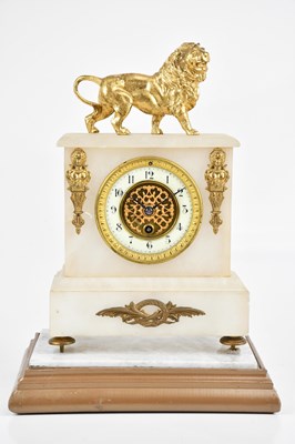 Lot 349 - A Victorian alabaster mantel clock, with gilt...