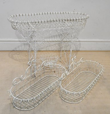 Lot 274 - A white painted wirework garden planter,...