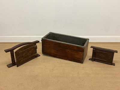 Lot 745 - A lead lined sink with wooden exterior panels,...