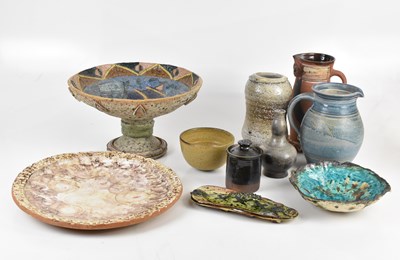 Lot 565 - A collection of studio pottery comprising a...